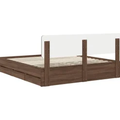 vidaXL Estructura de cama con cajón Roble marrón 200 x 200 cm Roble marrón Outlet