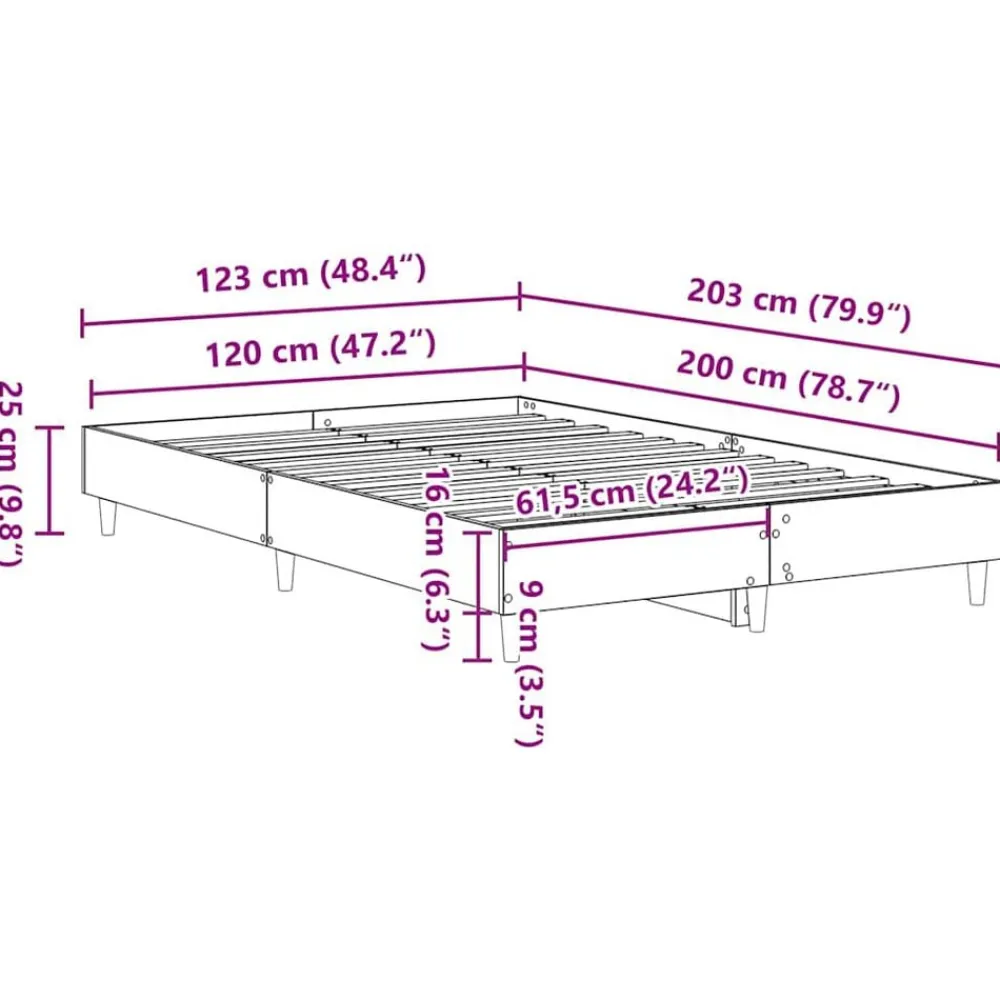 vidaXL Camas Y Accesorios-Estructura de cama sin colchón blanca 120x200 cm