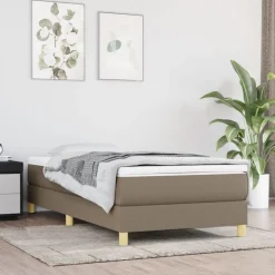 vidaXL Camas Y Accesorios-Estructura de cama con somier tela gris taupe 80x200 cm