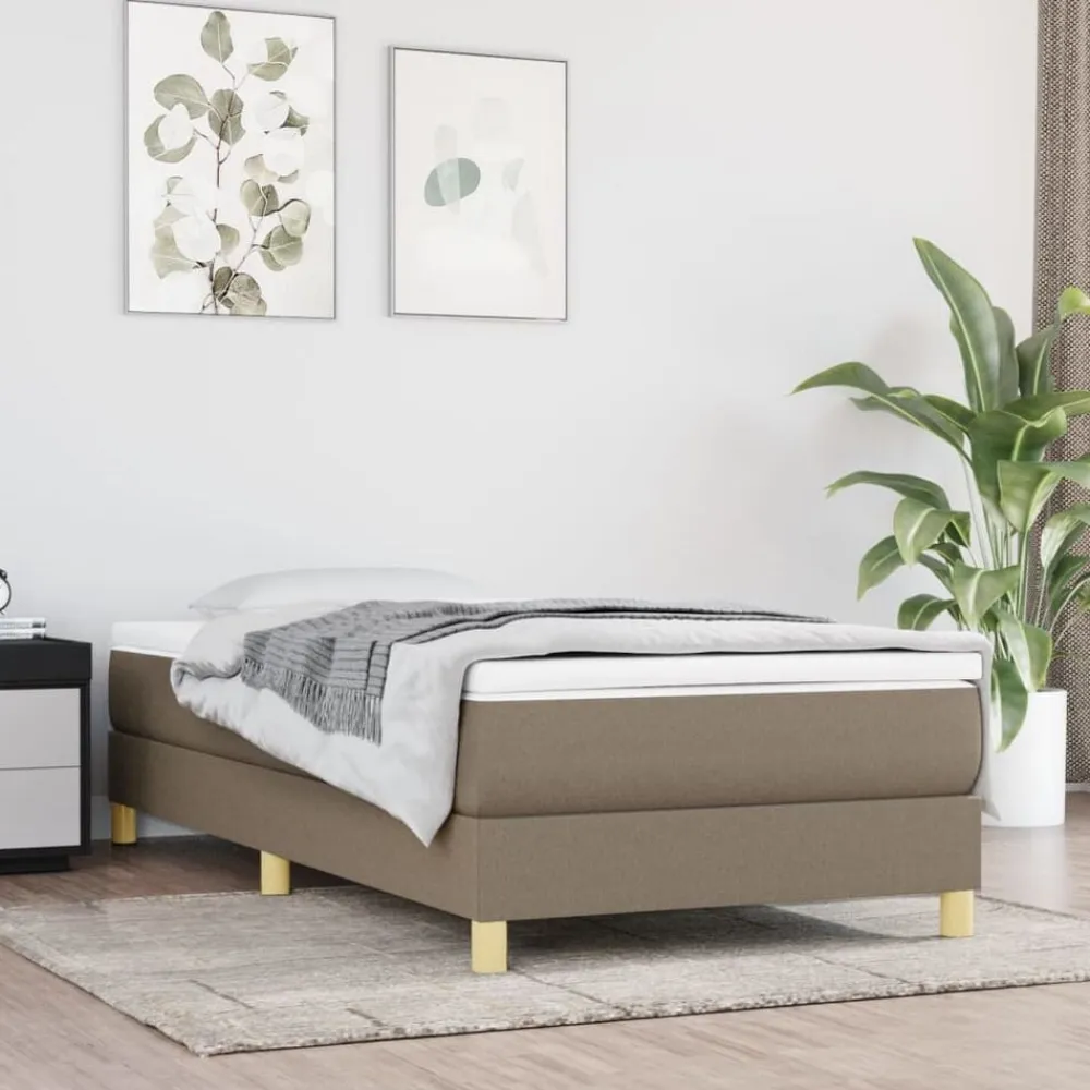 vidaXL Camas Y Accesorios-Estructura de cama con somier tela gris taupe 80x200 cm