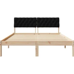vidaXL Camas Y Accesorios-Estructura de cama con cabecera Marrón y negro 160 x 200 cm