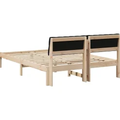 vidaXL Camas Y Accesorios-Estructura de cama con cabecera Marrón y negro 160 x 200 cm