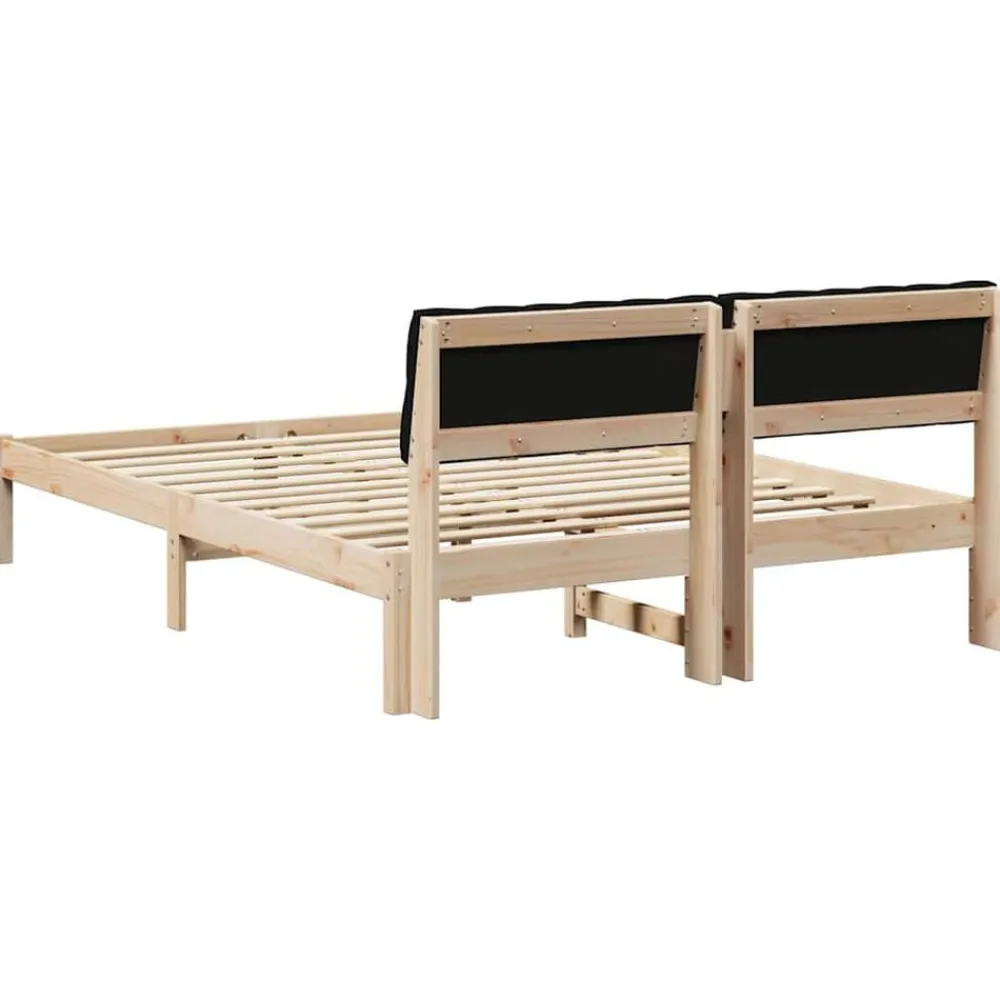 vidaXL Camas Y Accesorios-Estructura de cama con cabecera Marrón y negro 160 x 200 cm