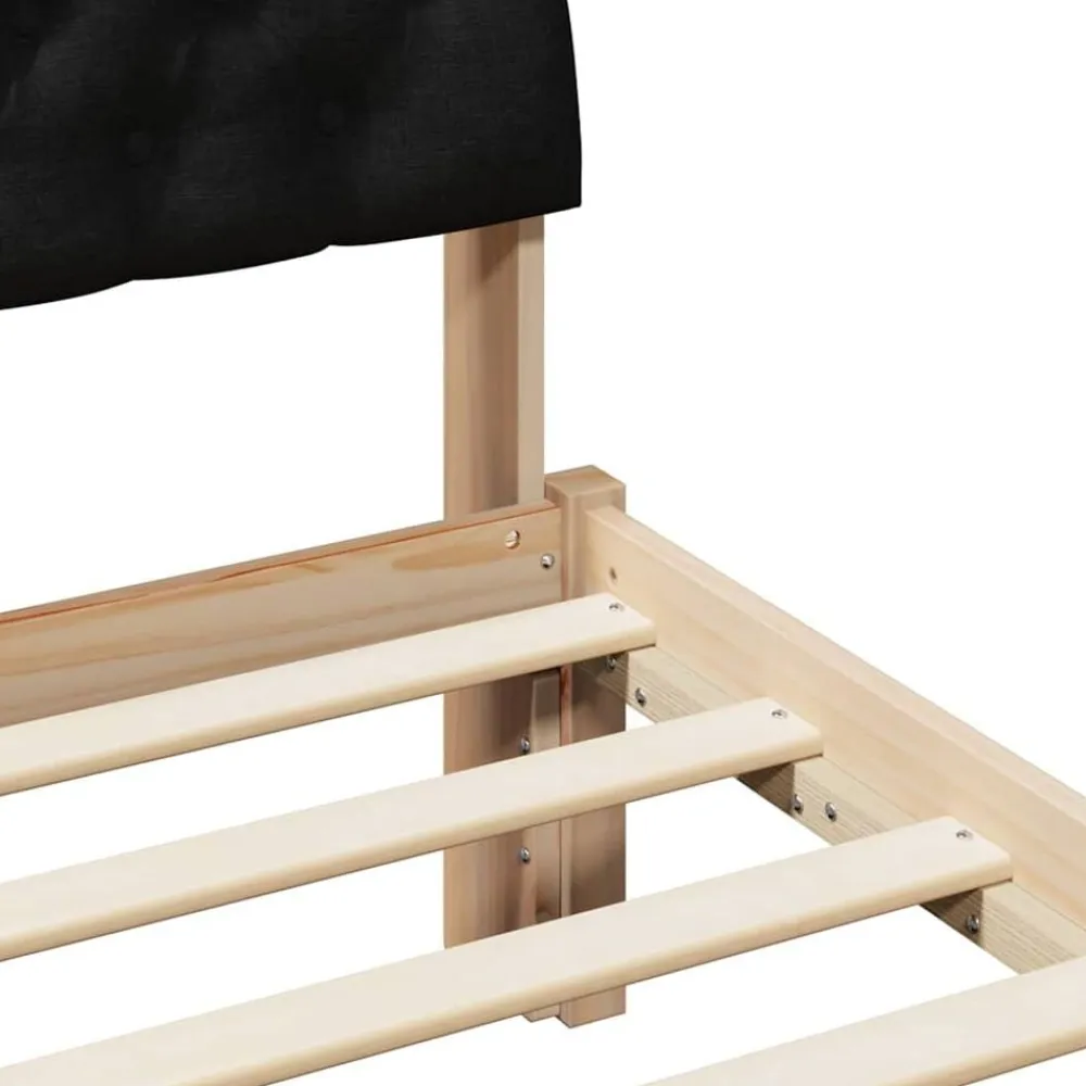 vidaXL Camas Y Accesorios-Estructura de cama con cabecera Marrón y negro 160 x 200 cm