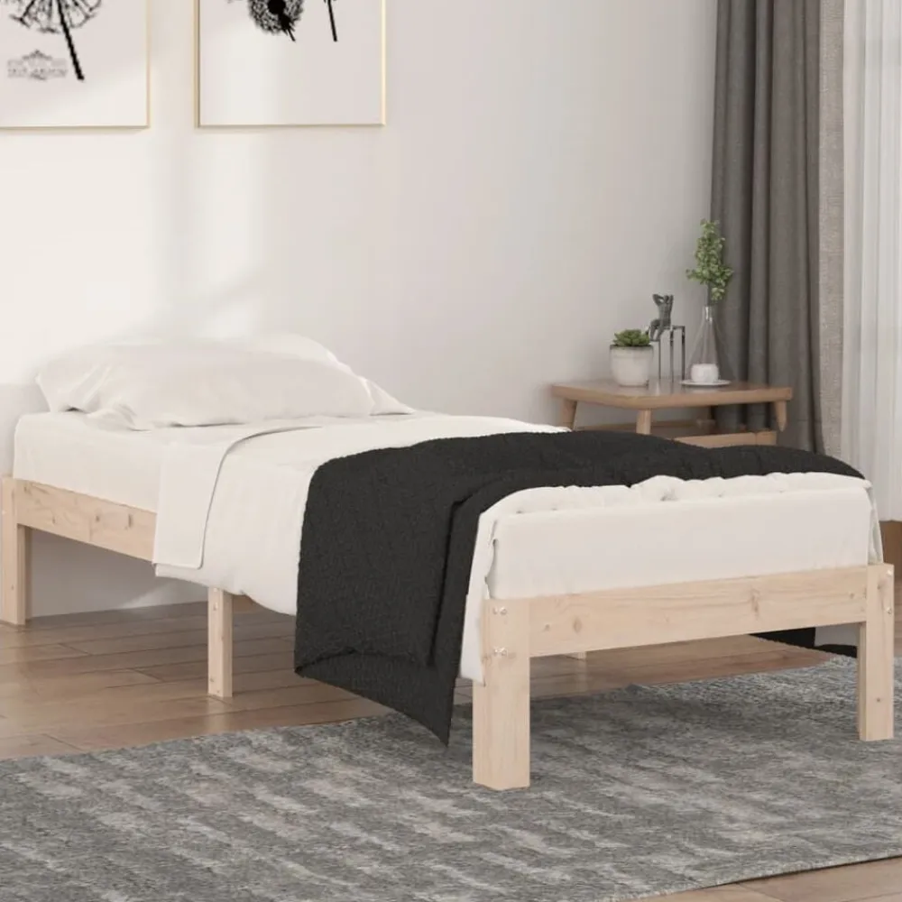 vidaXL Estructura de cama individual sin colchón 75x190 cm Natural Clearance