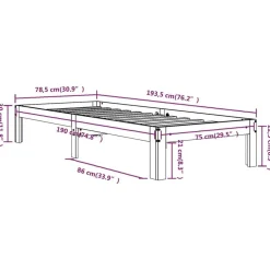 vidaXL Estructura de cama individual sin colchón 75x190 cm Natural Clearance