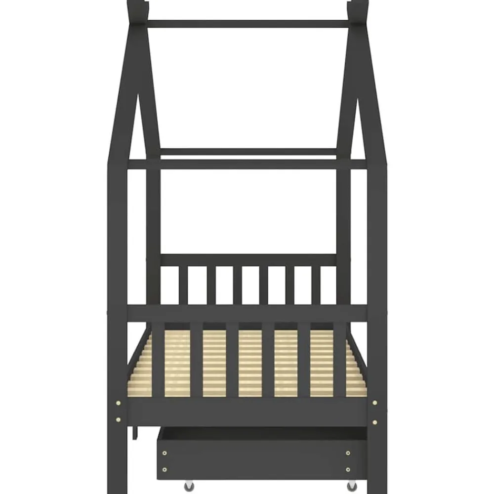 Niños vidaXL Mobiliario Para Bebés Y Niños Pequeños-Estructura de cama infantil y cajones madera pino gris 90x200cm