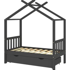 vidaXL Estructura de cama infantil y cajón madera pino gris 70x140cm Gris oscuro New