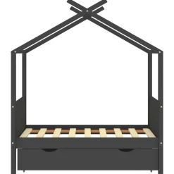 vidaXL Estructura de cama infantil y cajón madera pino gris 70x140cm Gris oscuro New