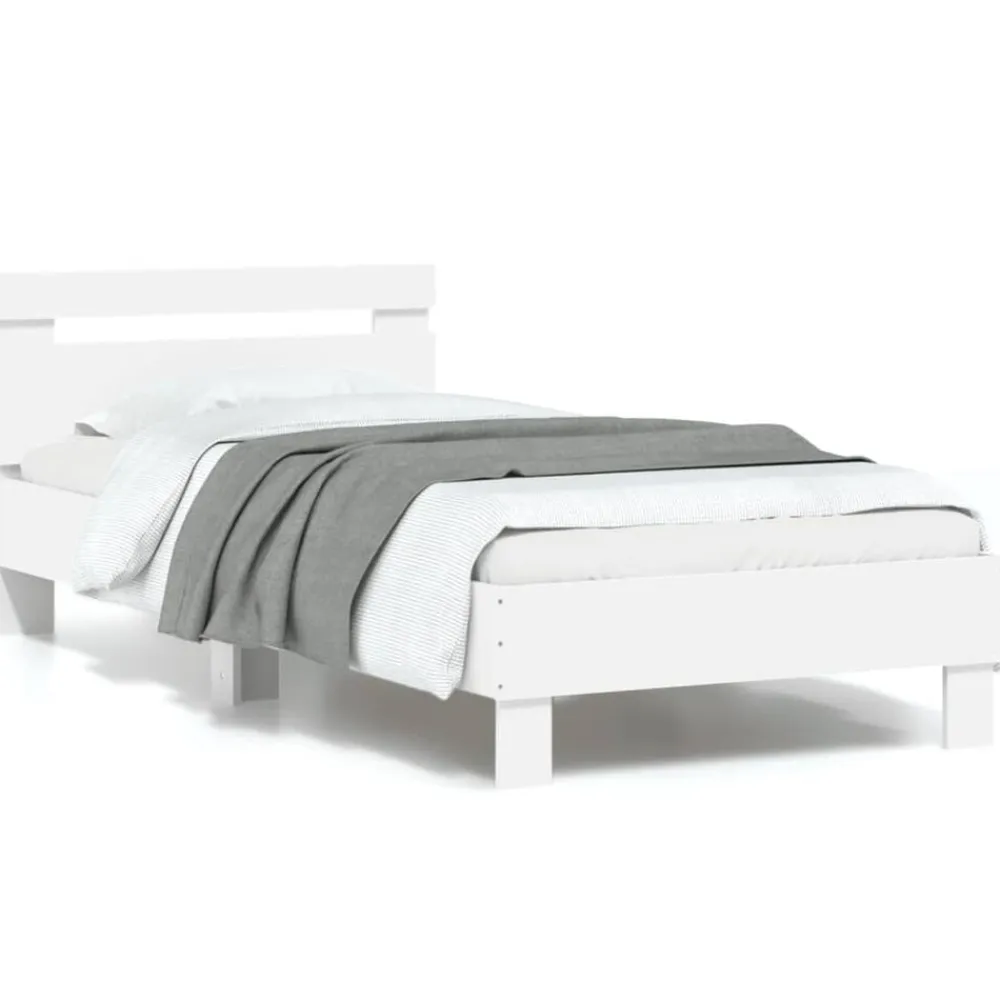 vidaXL Camas Y Accesorios-Estructura de cama con cabecero y luces LED 90x190 cm