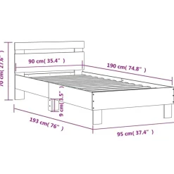 vidaXL Camas Y Accesorios-Estructura de cama con cabecero y luces LED 90x190 cm