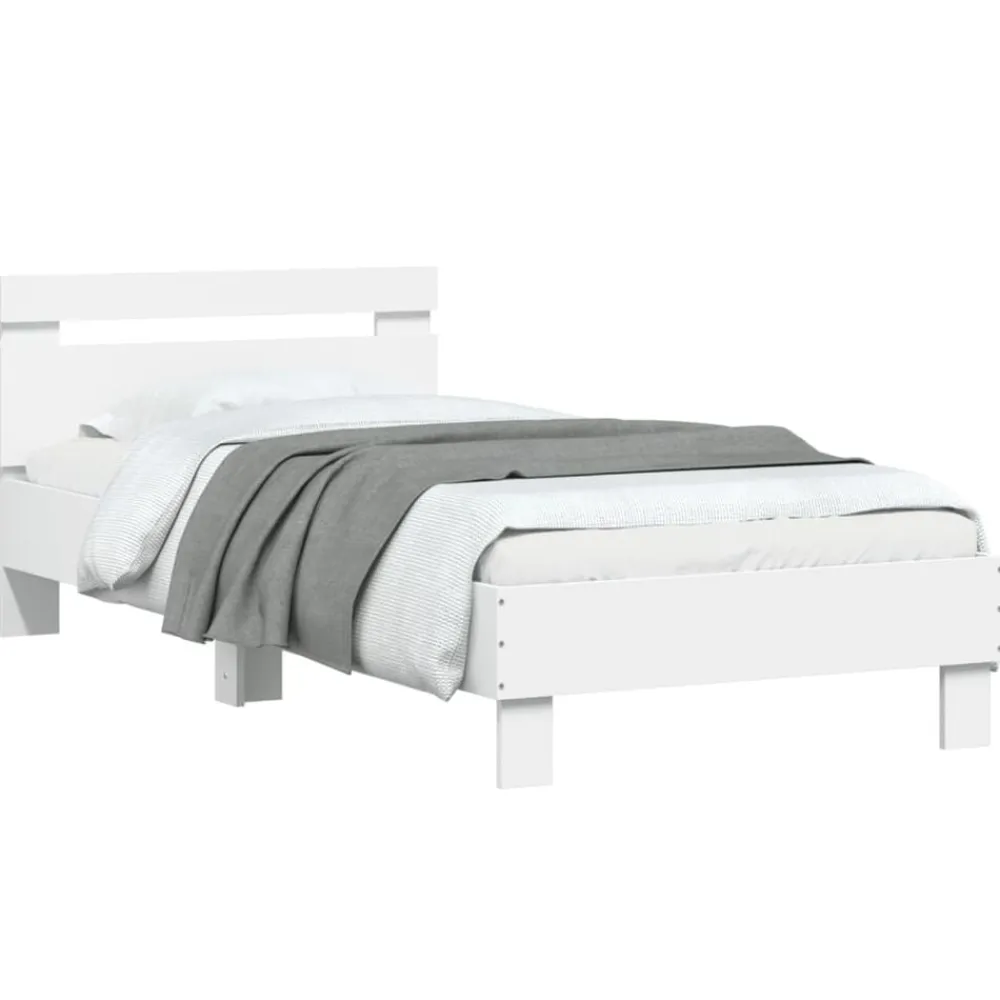 vidaXL Camas Y Accesorios-Estructura de cama con cabecero y luces LED 90x190 cm
