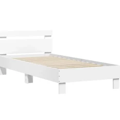 vidaXL Camas Y Accesorios-Estructura de cama con cabecero y luces LED 90x190 cm
