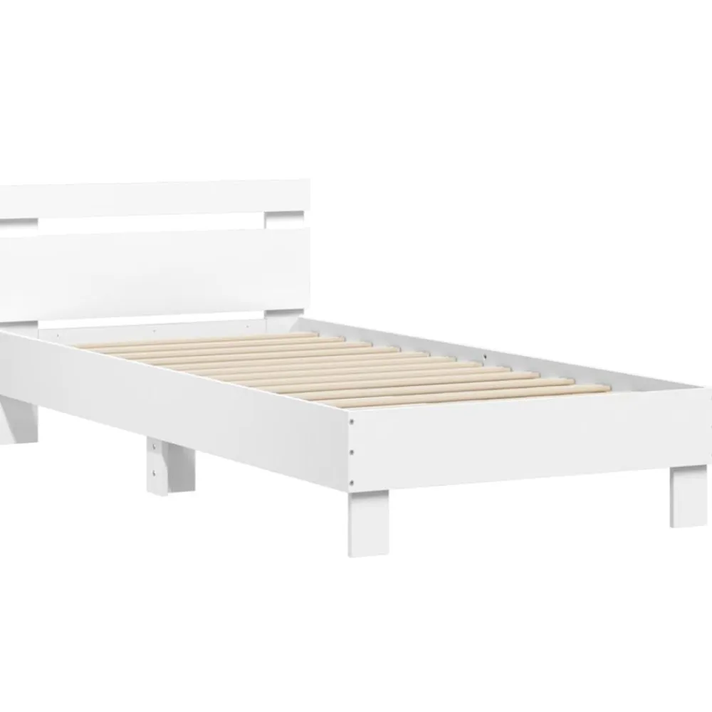 vidaXL Camas Y Accesorios-Estructura de cama con cabecero y luces LED 90x190 cm