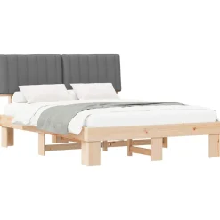 vidaXL Camas Y Accesorios-Estructura de Cama con Cabecera Tapizada Gris Claro