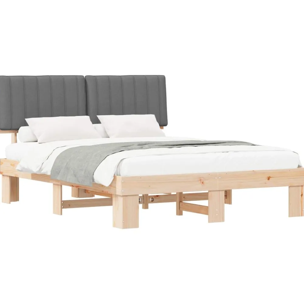 vidaXL Camas Y Accesorios-Estructura de Cama con Cabecera Tapizada Gris Claro