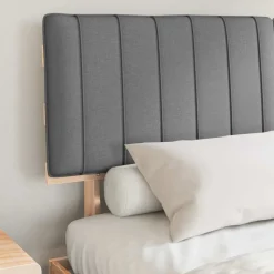 vidaXL Camas Y Accesorios-Estructura de Cama con Cabecera Tapizada Gris Claro