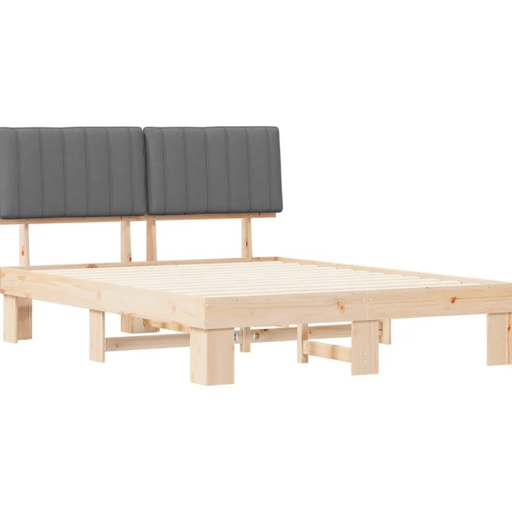 vidaXL Camas Y Accesorios-Estructura de Cama con Cabecera Tapizada Gris Claro