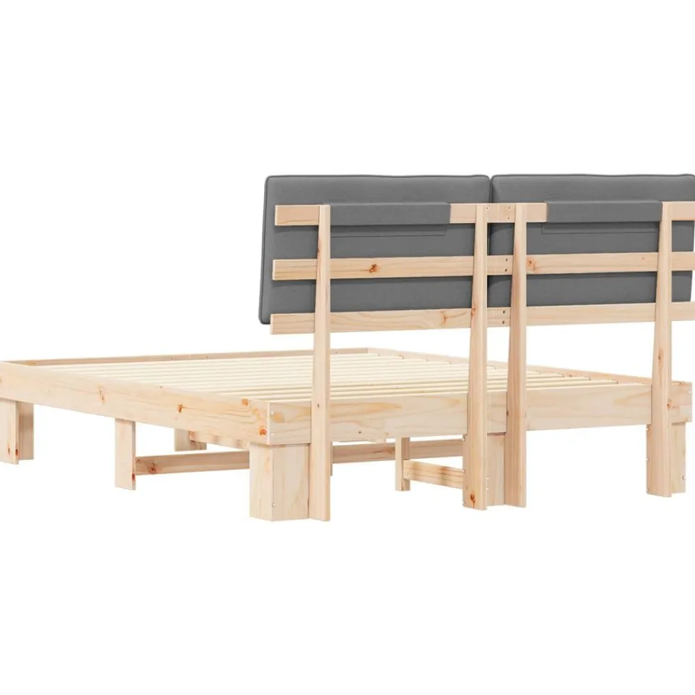 vidaXL Camas Y Accesorios-Estructura de Cama con Cabecera Tapizada Gris Claro
