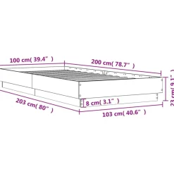 vidaXL Camas Y Accesorios-Estructura de cama sin colchón madera 100x200 cm