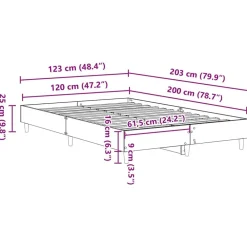 vidaXL Camas Y Accesorios-Estructura de cama sin colchón madera vieja 120x200 cm