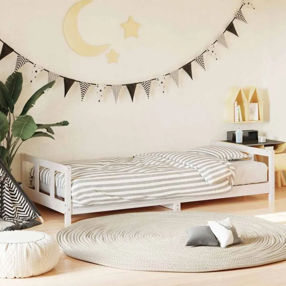 Niños vidaXL Mobiliario Para Bebés Y Niños Pequeños-Estructura de cama para niños madera de pino 90x200 cm