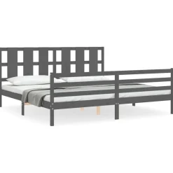 vidaXL Camas Y Accesorios-Estructura de cama con cabecero madera maciza 200x200 cm