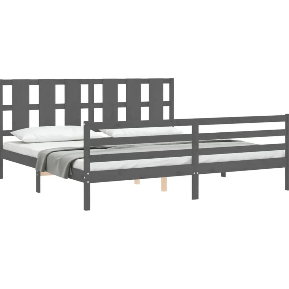 vidaXL Camas Y Accesorios-Estructura de cama con cabecero madera maciza 200x200 cm