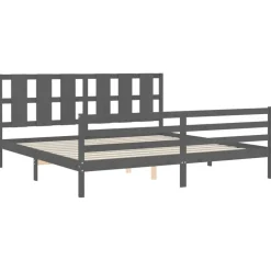 vidaXL Camas Y Accesorios-Estructura de cama con cabecero madera maciza 200x200 cm