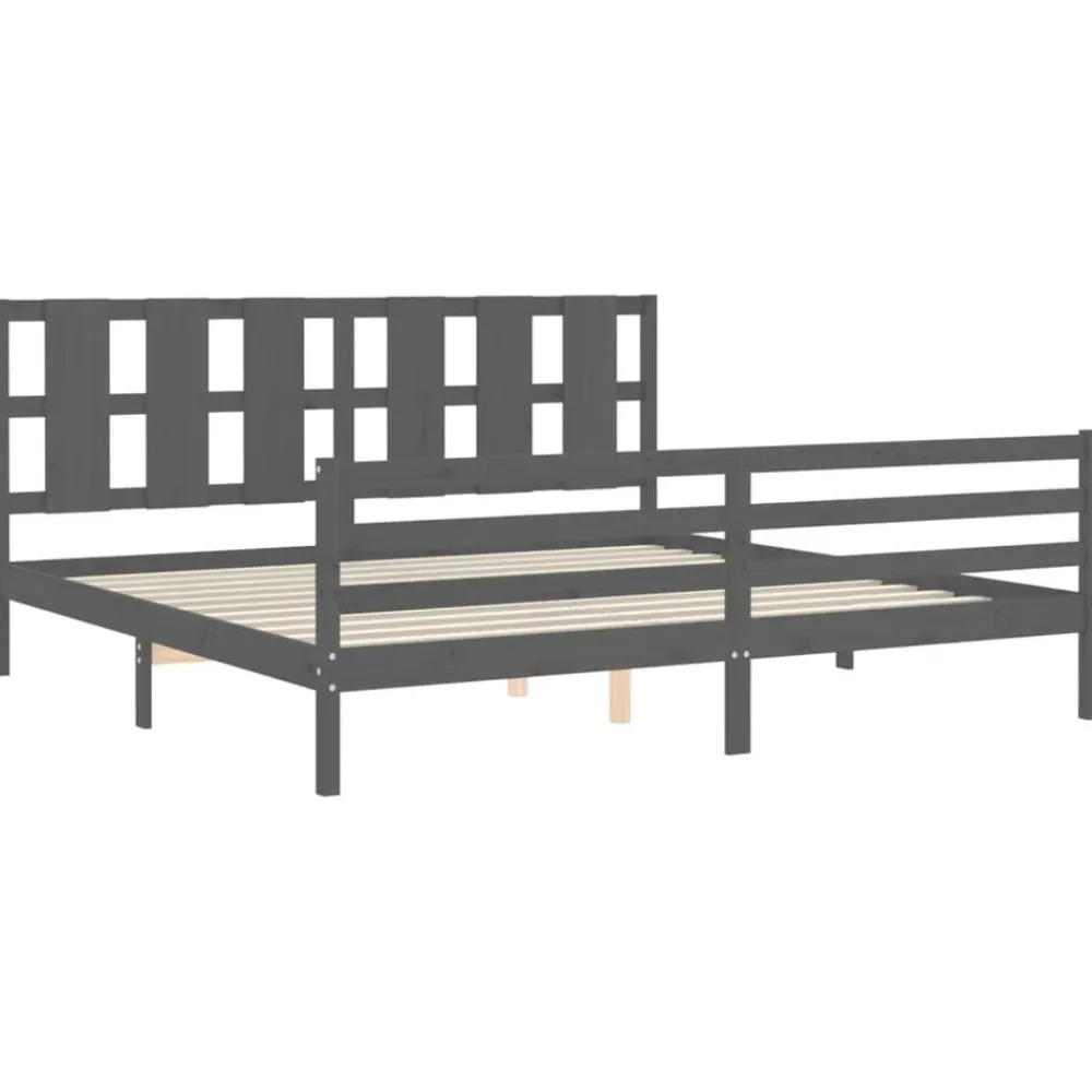 vidaXL Camas Y Accesorios-Estructura de cama con cabecero madera maciza 200x200 cm