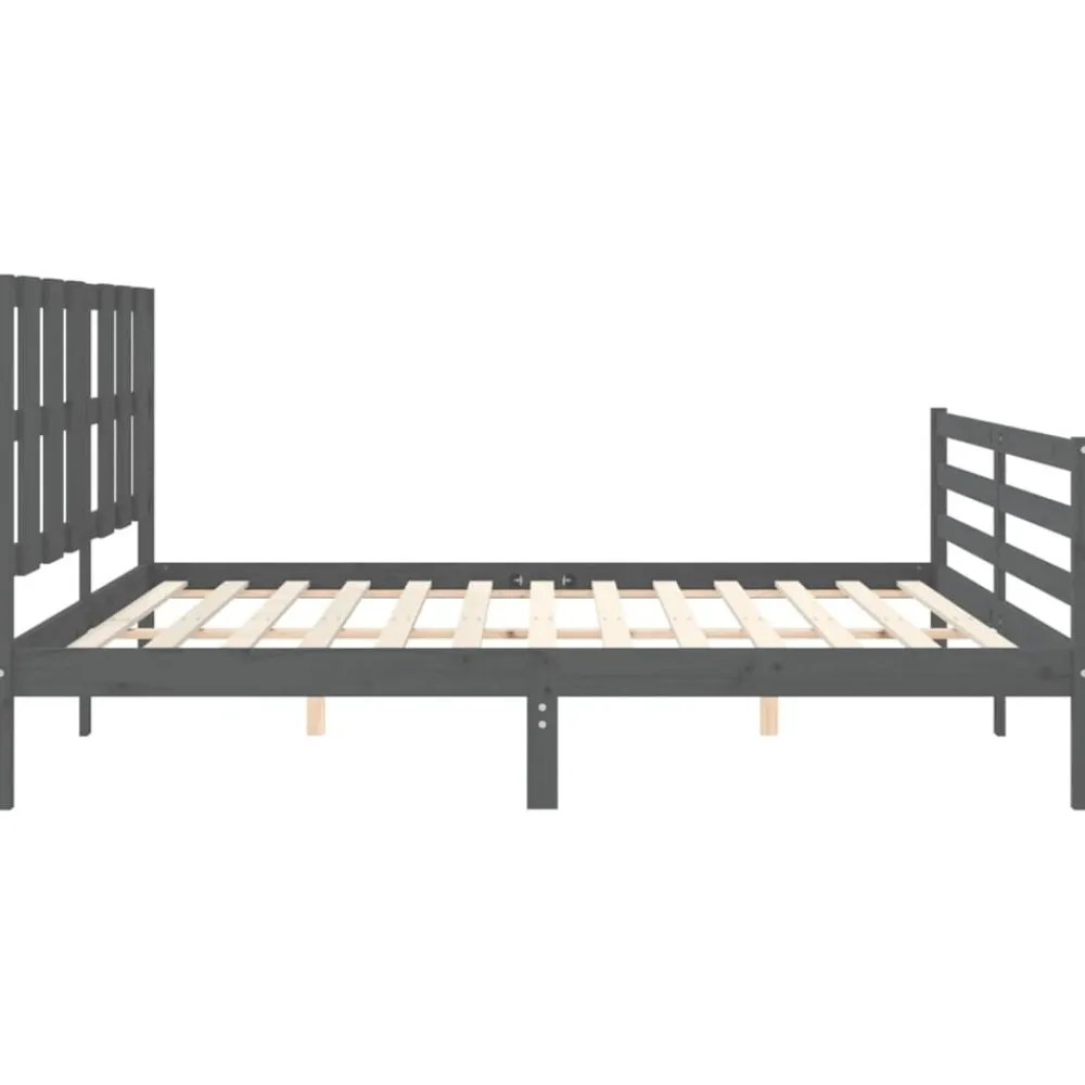 vidaXL Camas Y Accesorios-Estructura de cama con cabecero madera maciza 200x200 cm
