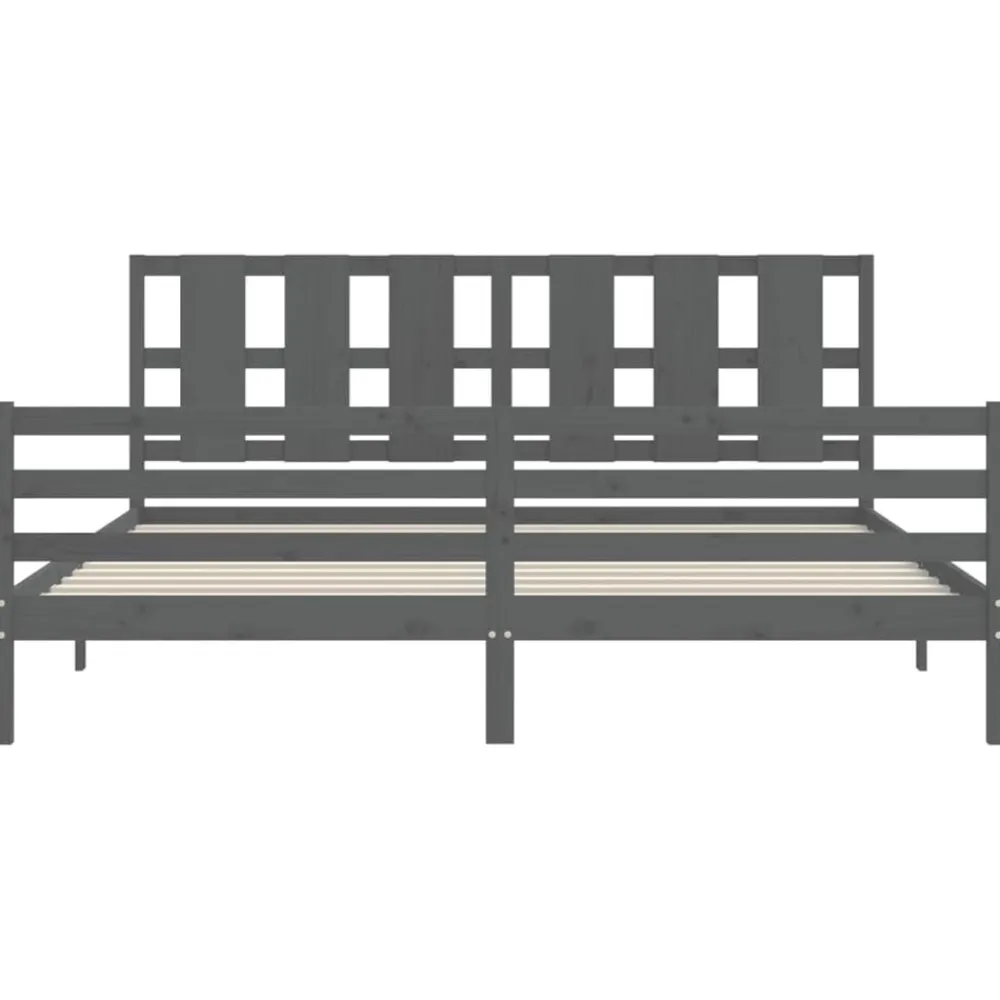 vidaXL Camas Y Accesorios-Estructura de cama con cabecero madera maciza 200x200 cm