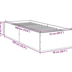 vidaXL Camas Y Accesorios-Estructura de cama sin colchón madera marrón roble 75x190 cm