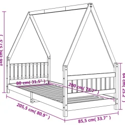 Niños vidaXL Mobiliario Para Bebés Y Niños Pequeños-Estructura de cama para niños madera de pino 80x200 cm