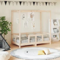 vidaXL Estructura de cama para niños madera maciza de pino 70x140 cm Natural Best