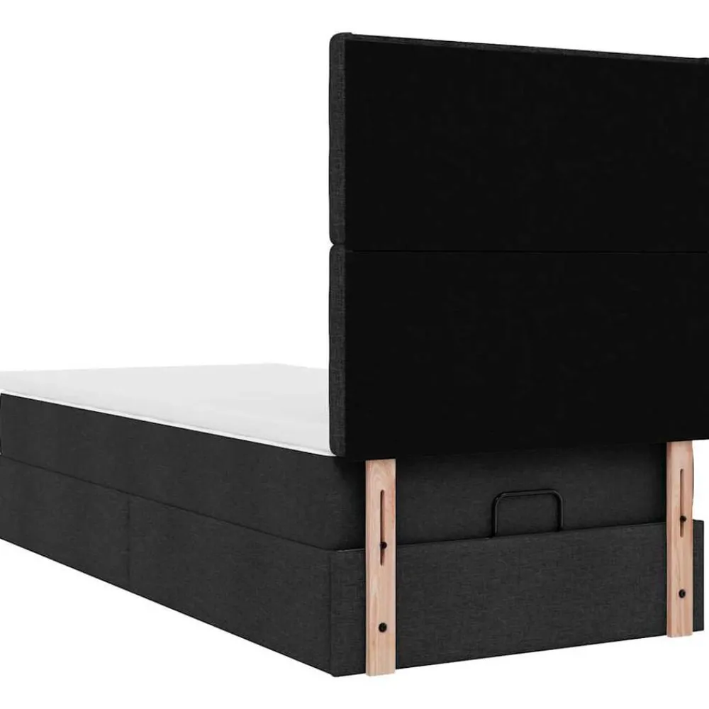 vidaXL Camas Y Accesorios-Estructura de cama otomana con colchón tela negra 80x200cm