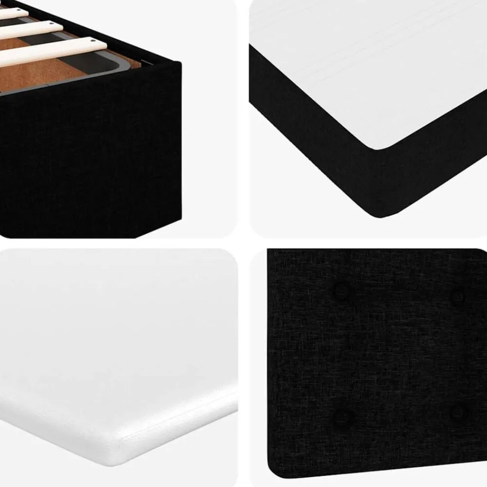 vidaXL Camas Y Accesorios-Estructura de cama otomana con colchón tela negra 80x200cm