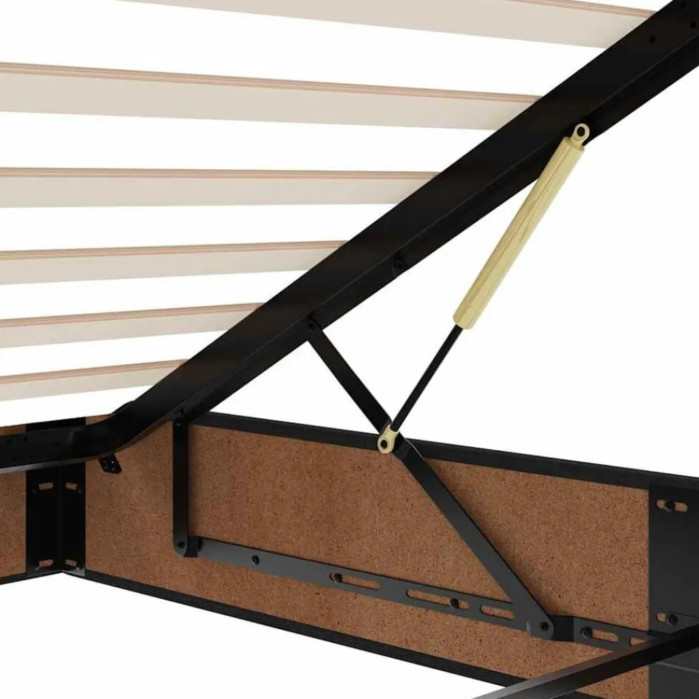 vidaXL Camas Y Accesorios-Estructura de cama otomana con colchón tela negra 80x200cm