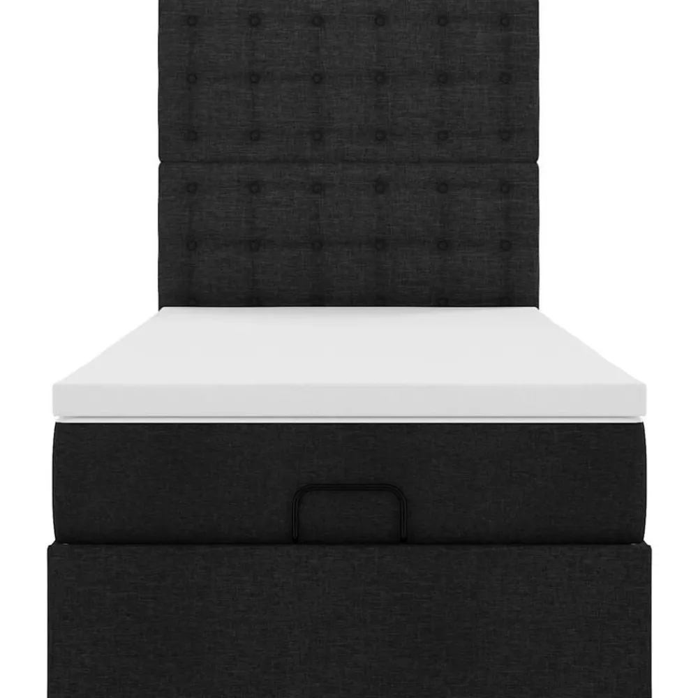 vidaXL Camas Y Accesorios-Estructura de cama otomana con colchón tela negra 80x200cm