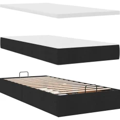 vidaXL Camas Y Accesorios-Estructura de cama otomana con colchón tela negra 80x200cm