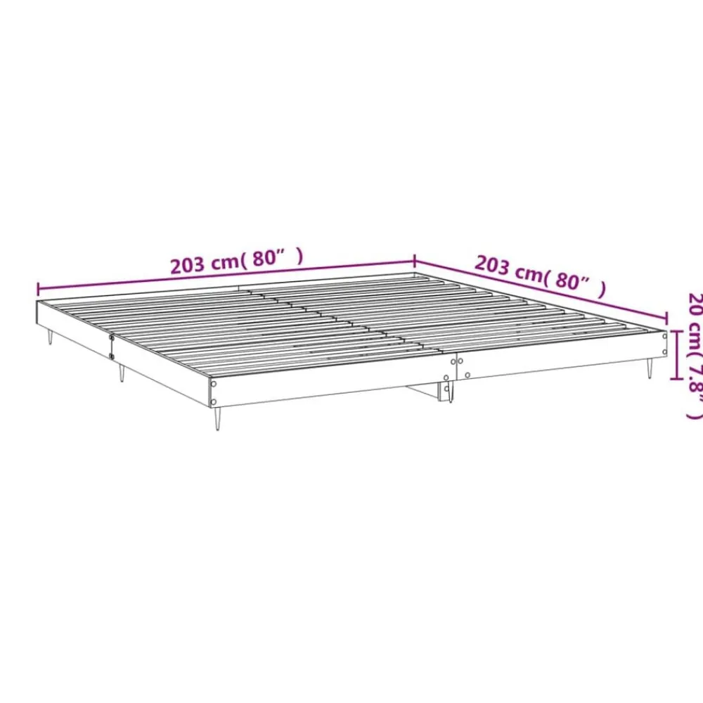 vidaXL Camas Y Accesorios-Estructura de cama sin colchón roble marrón 200x200 cm
