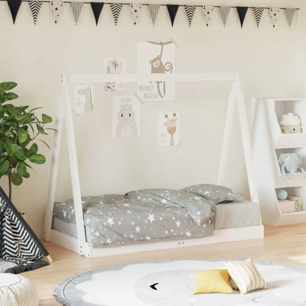 vidaXL Estructura de cama para niños madera de pino 70x140 cm Blanco Outlet