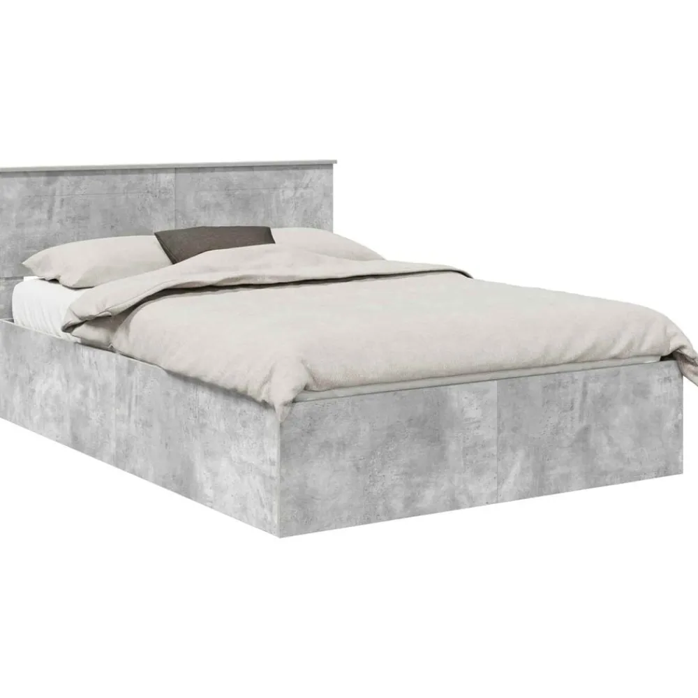 vidaXL Estructura de cama con cabecera Gris Concreto 150 x 200 cm Gris hormigón Outlet