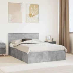 vidaXL Estructura de cama con cabecera Gris Concreto 150 x 200 cm Gris hormig&oacute;n Outlet