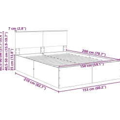 vidaXL Estructura de cama con cabecera Gris Concreto 150 x 200 cm Gris hormigón Outlet
