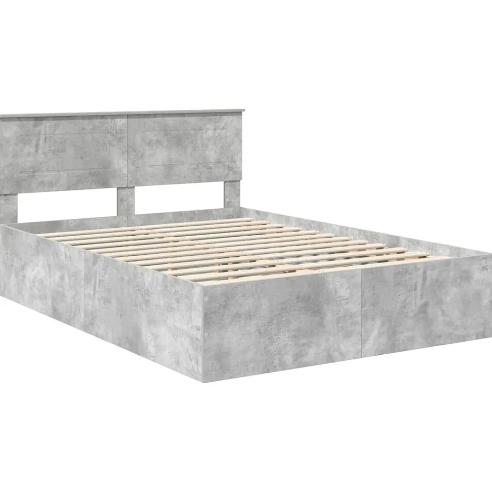 vidaXL Estructura de cama con cabecera Gris Concreto 150 x 200 cm Gris hormigón Outlet