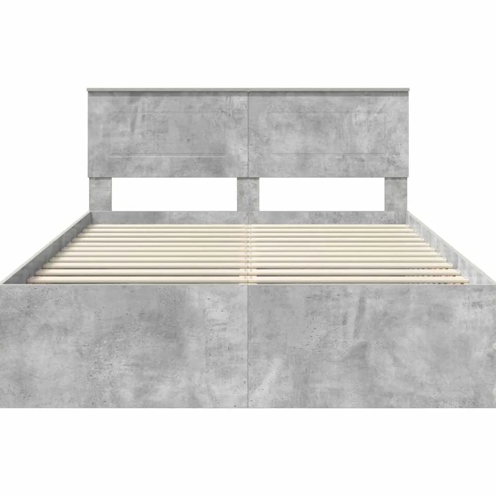 vidaXL Estructura de cama con cabecera Gris Concreto 150 x 200 cm Gris hormigón Outlet