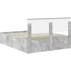 vidaXL Estructura de cama con cabecera Gris Concreto 150 x 200 cm Gris hormigón Outlet