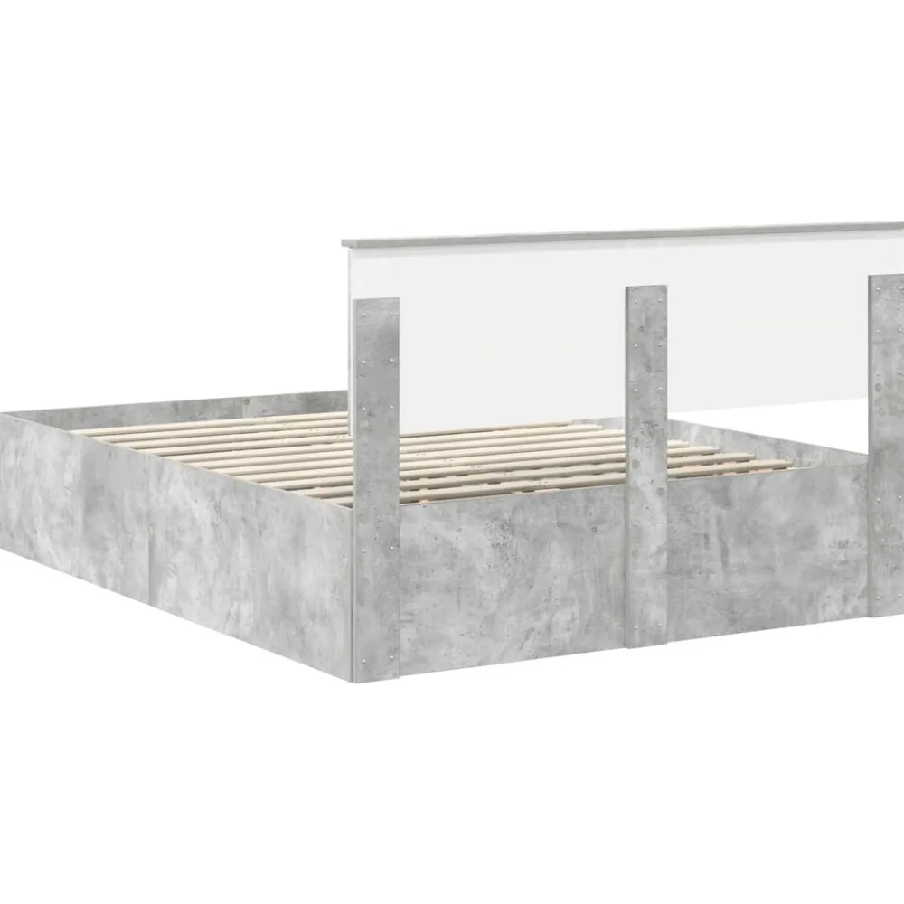 vidaXL Estructura de cama con cabecera Gris Concreto 150 x 200 cm Gris hormigón Outlet