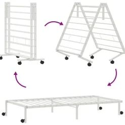 vidaXL Estructura de cama sin colchón plegable acero 75x190 cm Blanco Best